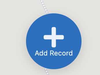 Screenshot of Swift Mapper 'add record' button, which is a blue circle with a white cross in it.